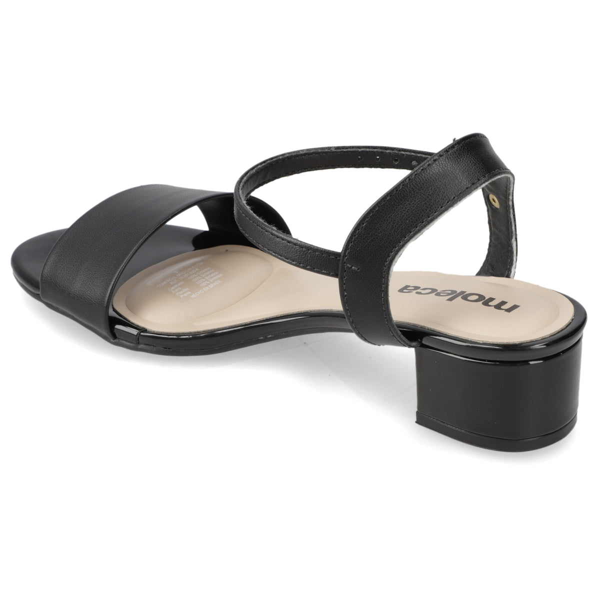 Sandalia Taco Ancho Bajo Negro Moleca 35 / Negro