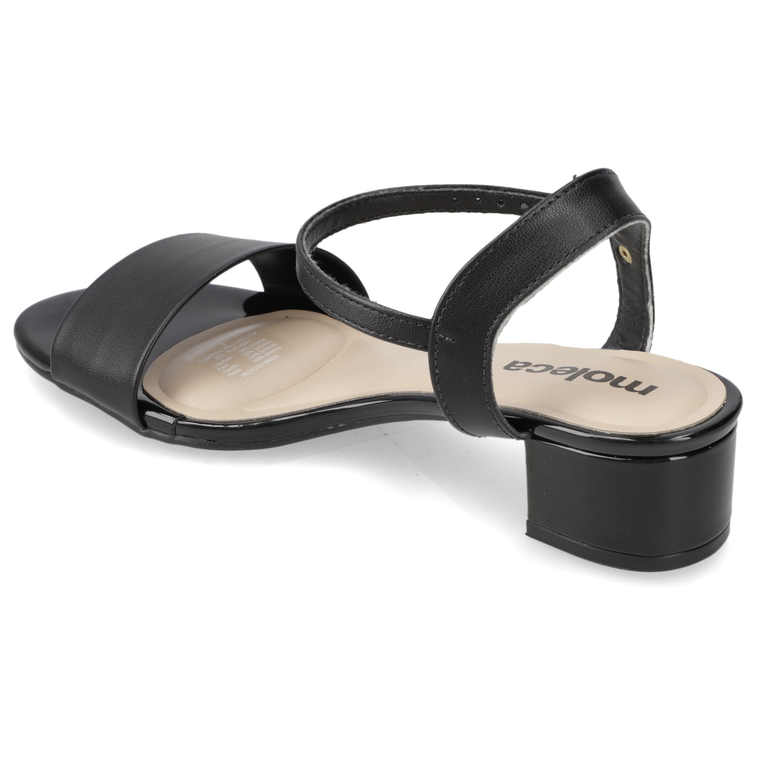 Sandalia Taco Ancho Bajo Negro Moleca 35 / Negro