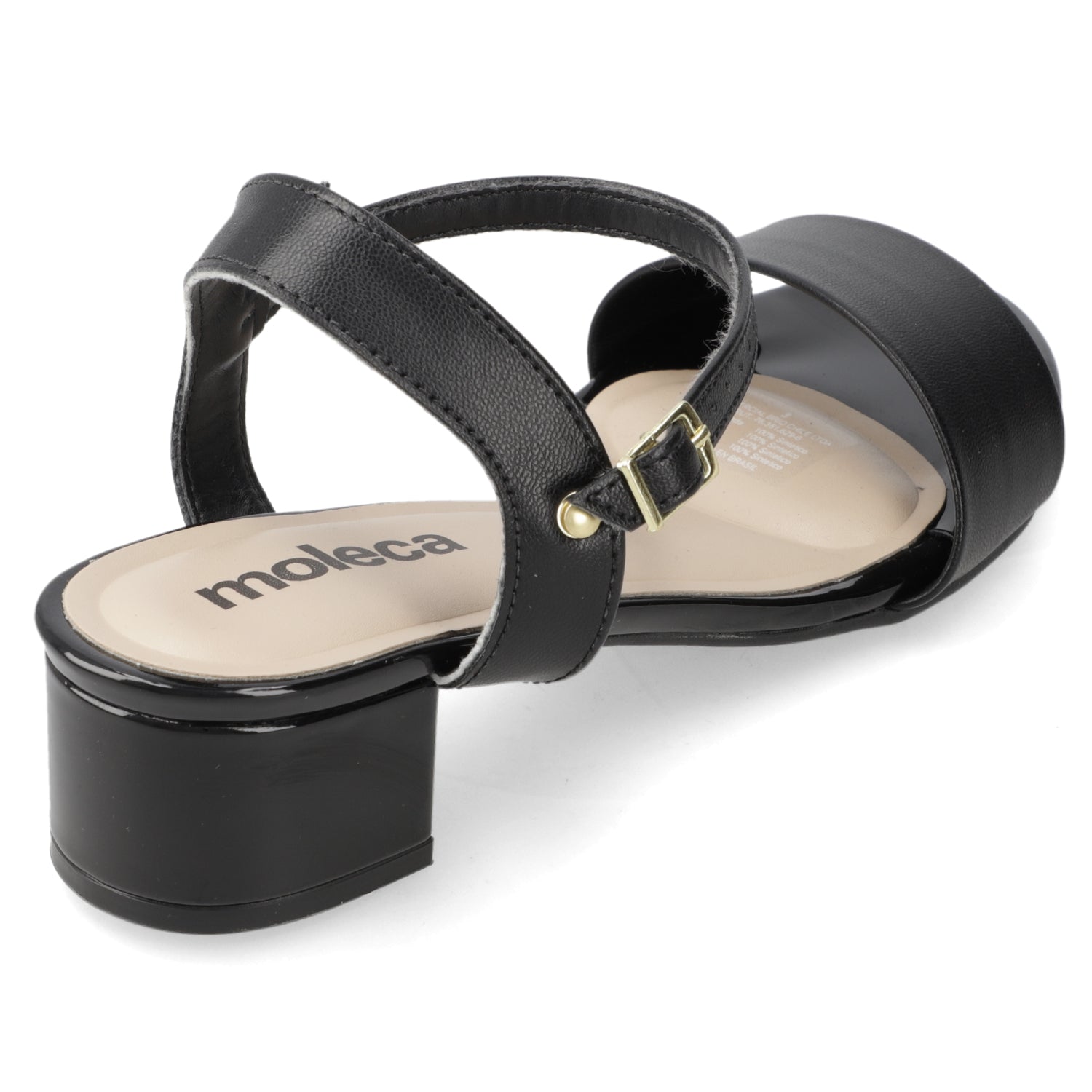 Sandalia Taco Ancho Bajo Negro Moleca 35 / Negro