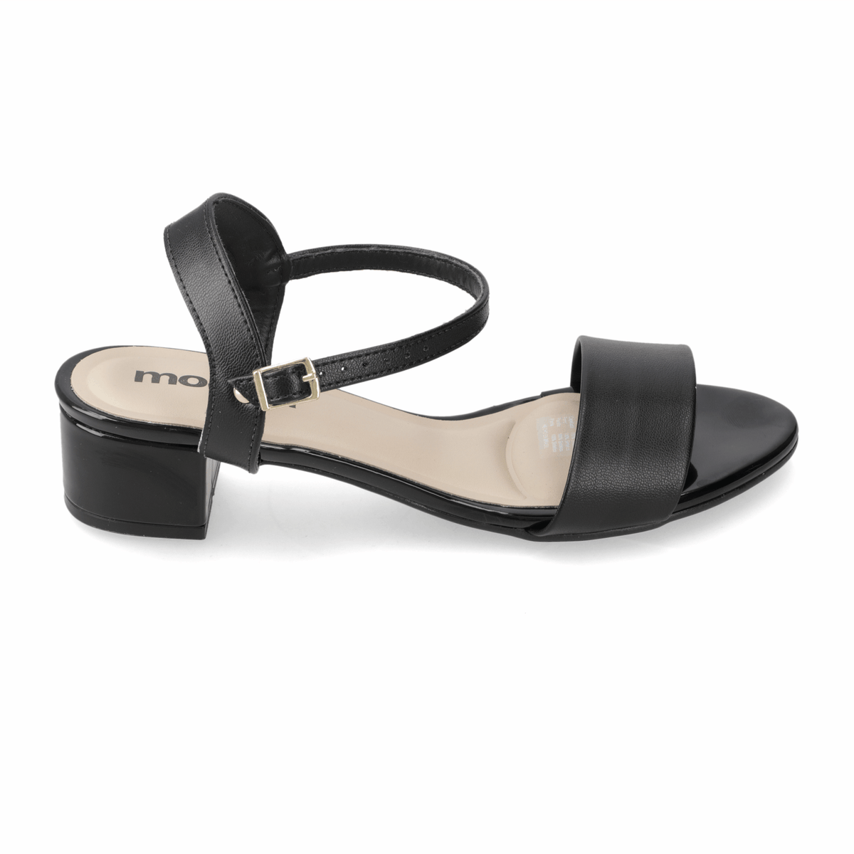 Sandalia Taco Ancho Bajo Negro Moleca 35 / Negro
