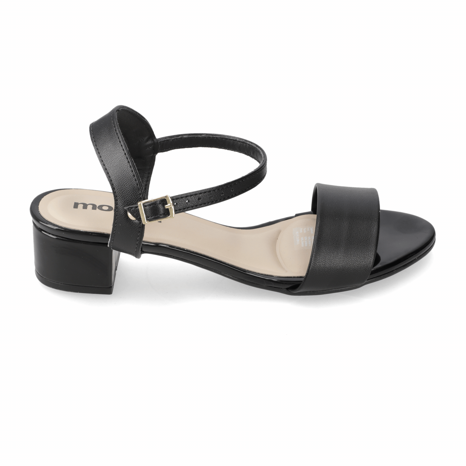 Sandalia Taco Ancho Bajo Negro Moleca 35 / Negro
