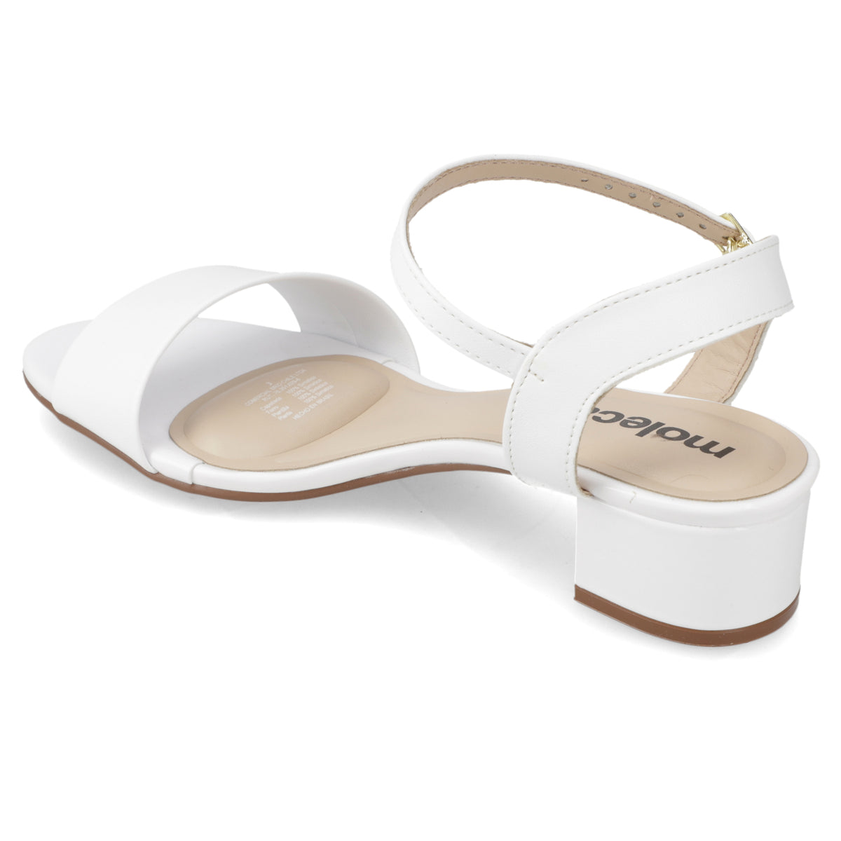 Sandalia Taco Ancho Bajo Blanco Moleca 35 / Blanco