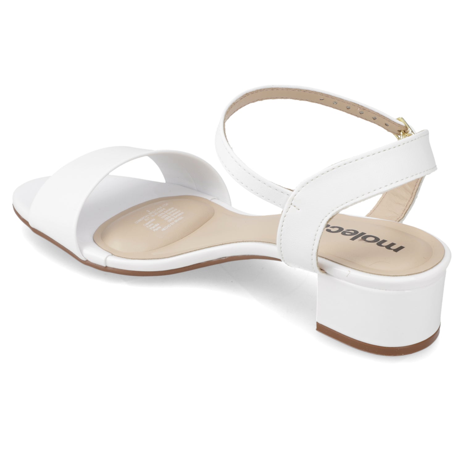 Sandalia Taco Ancho Bajo Blanco Moleca 35 / Blanco