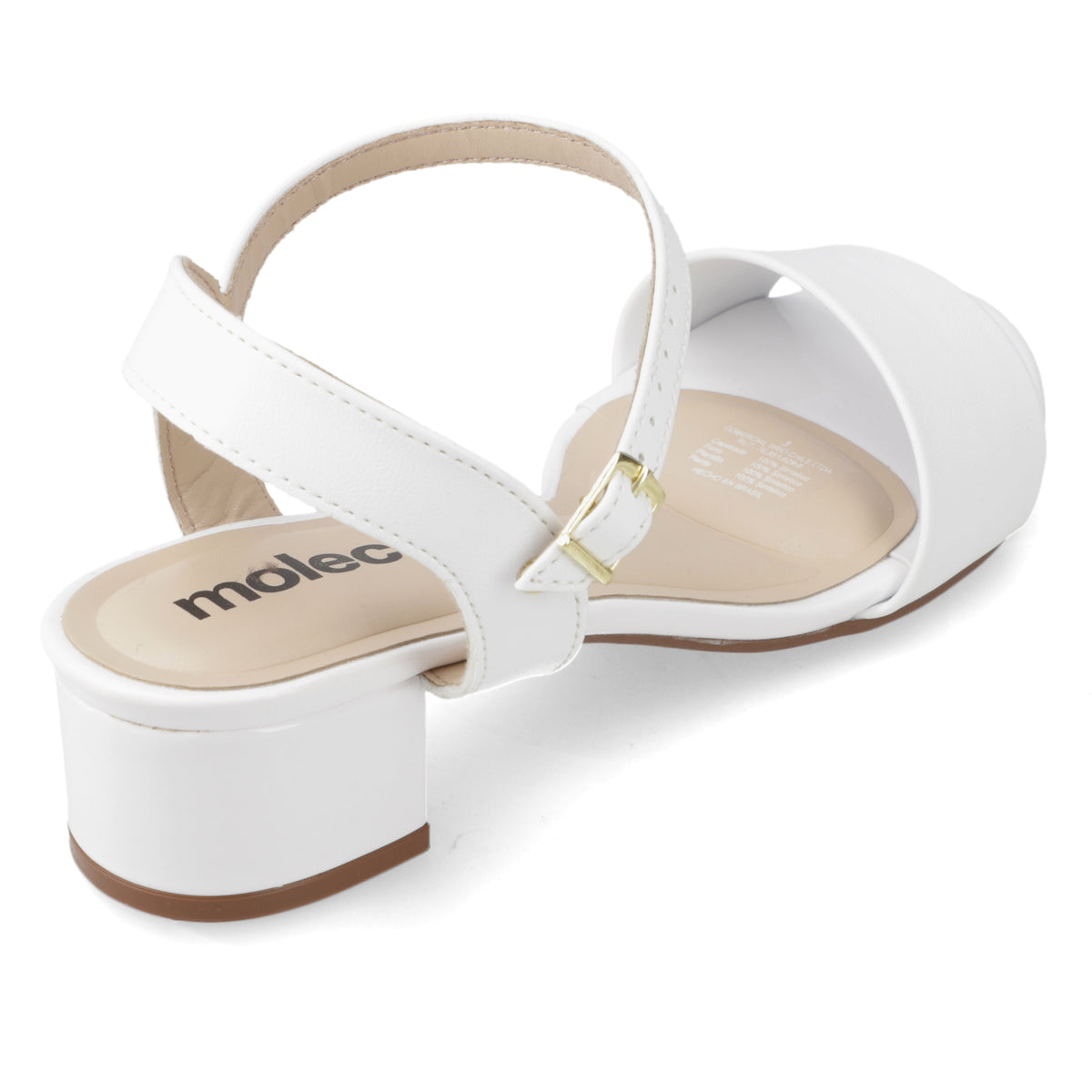 Sandalia Taco Ancho Bajo Blanco Moleca 35 / Blanco