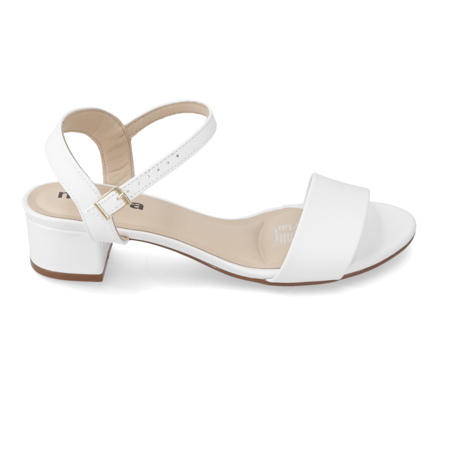 Sandalia Taco Ancho Bajo Blanco Moleca 35 / Blanco
