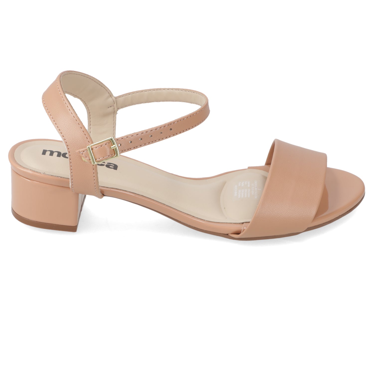 Sandalia Taco Ancho Bajo Nude Moleca 35 / Nude