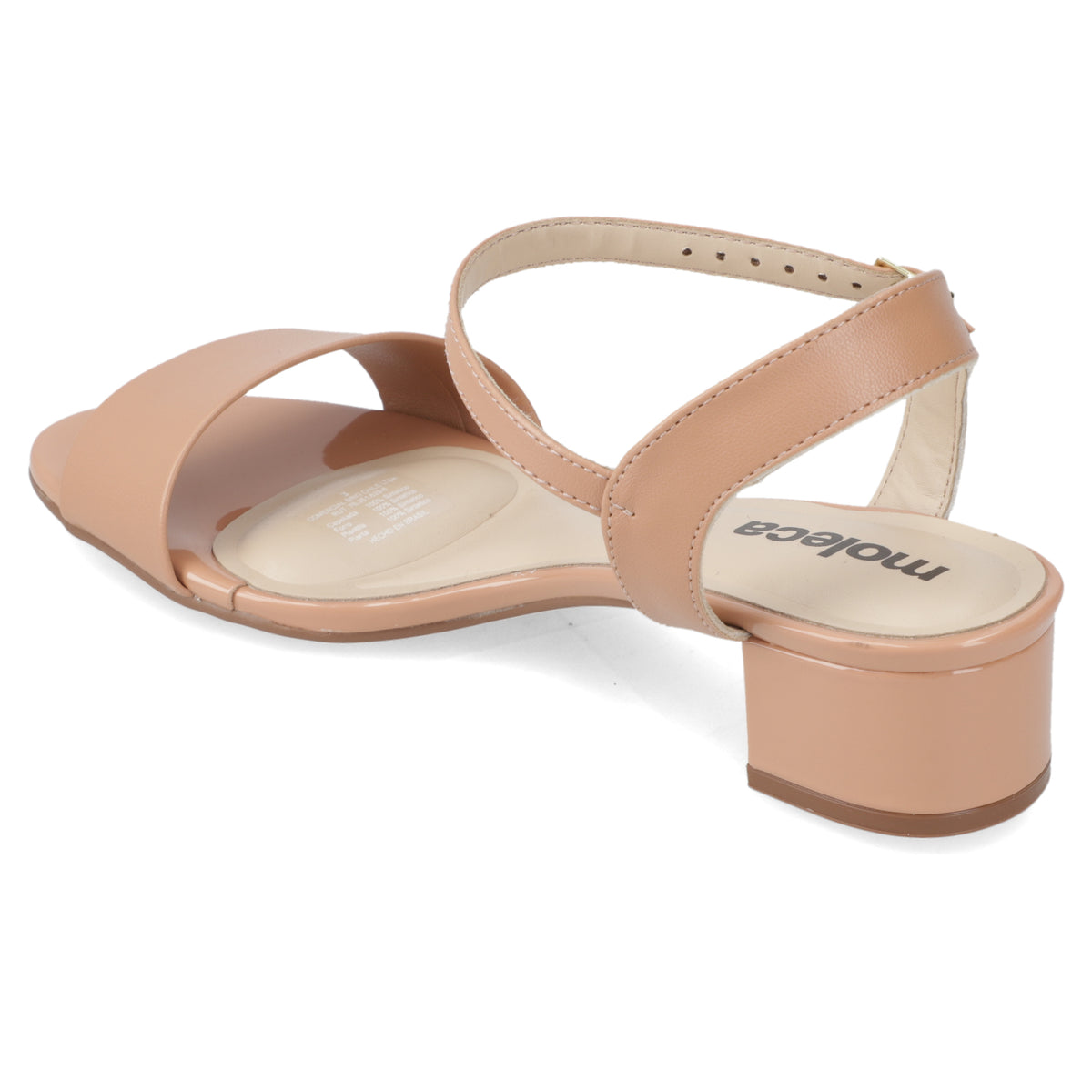 Sandalia Taco Ancho Bajo Nude Moleca 35 / Nude