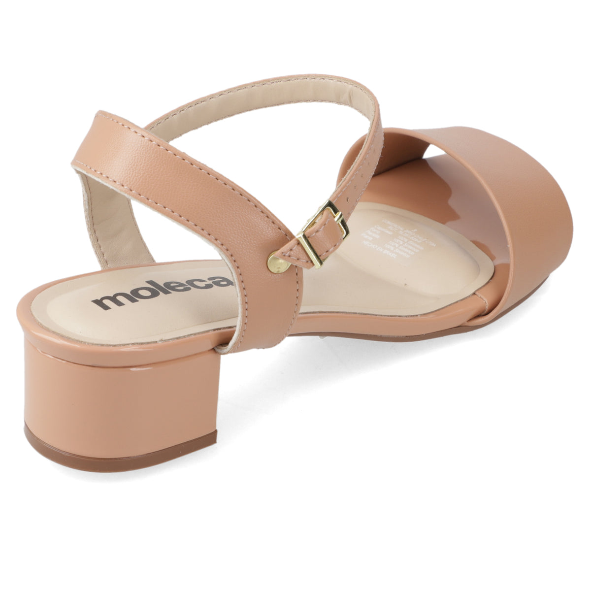 Sandalia Taco Ancho Bajo Nude Moleca 35 / Nude