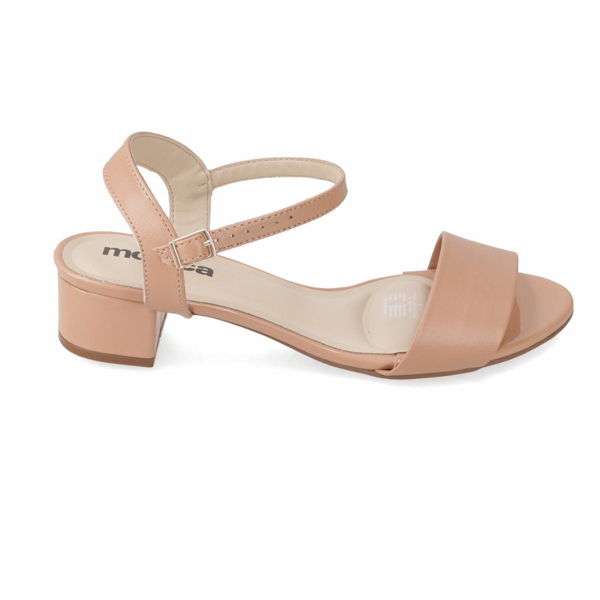 Sandalia Taco Ancho Bajo Nude Moleca 35 / Nude