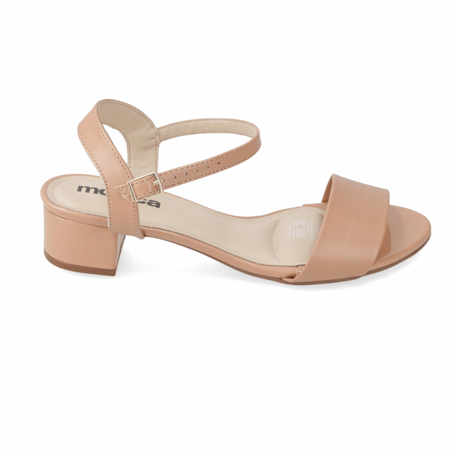 Sandalia Taco Ancho Bajo Nude Moleca 35 / Nude