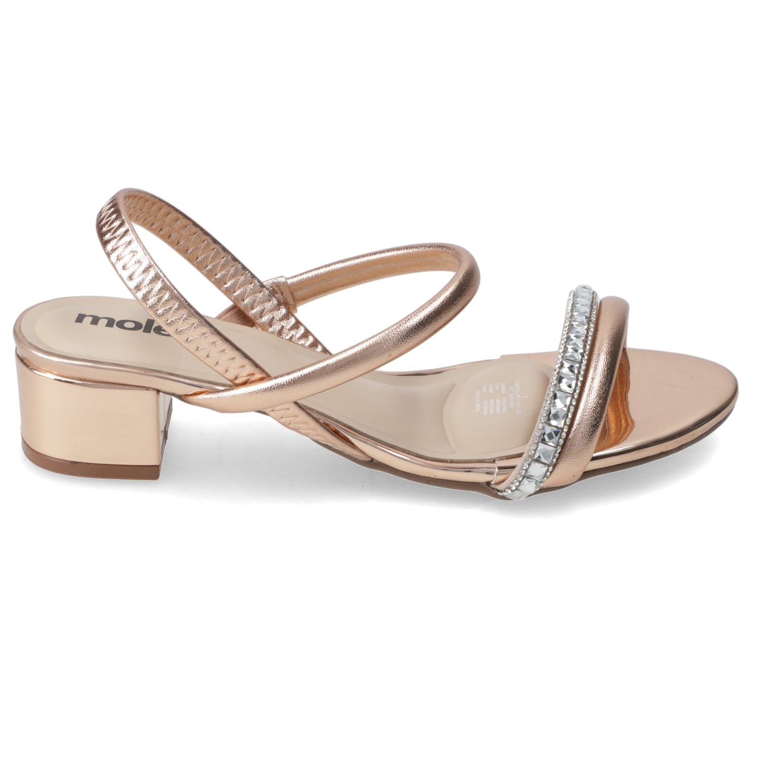 Sandalia Taco Ancho Bajo Rose Gold Moleca