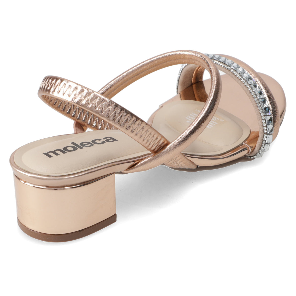 Sandalia Taco Ancho Bajo Rose Gold Moleca