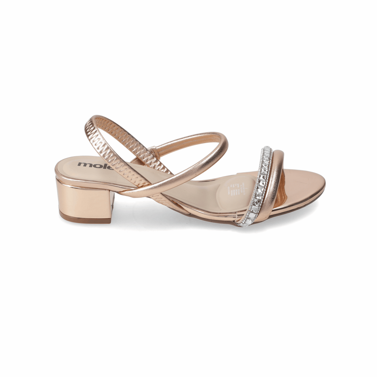 Sandalia Taco Ancho Bajo Rose Gold Moleca