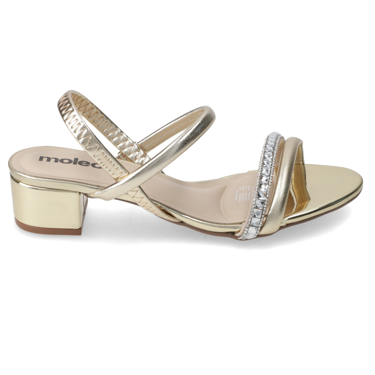 Sandalia Taco Ancho Bajo Dorado Moleca