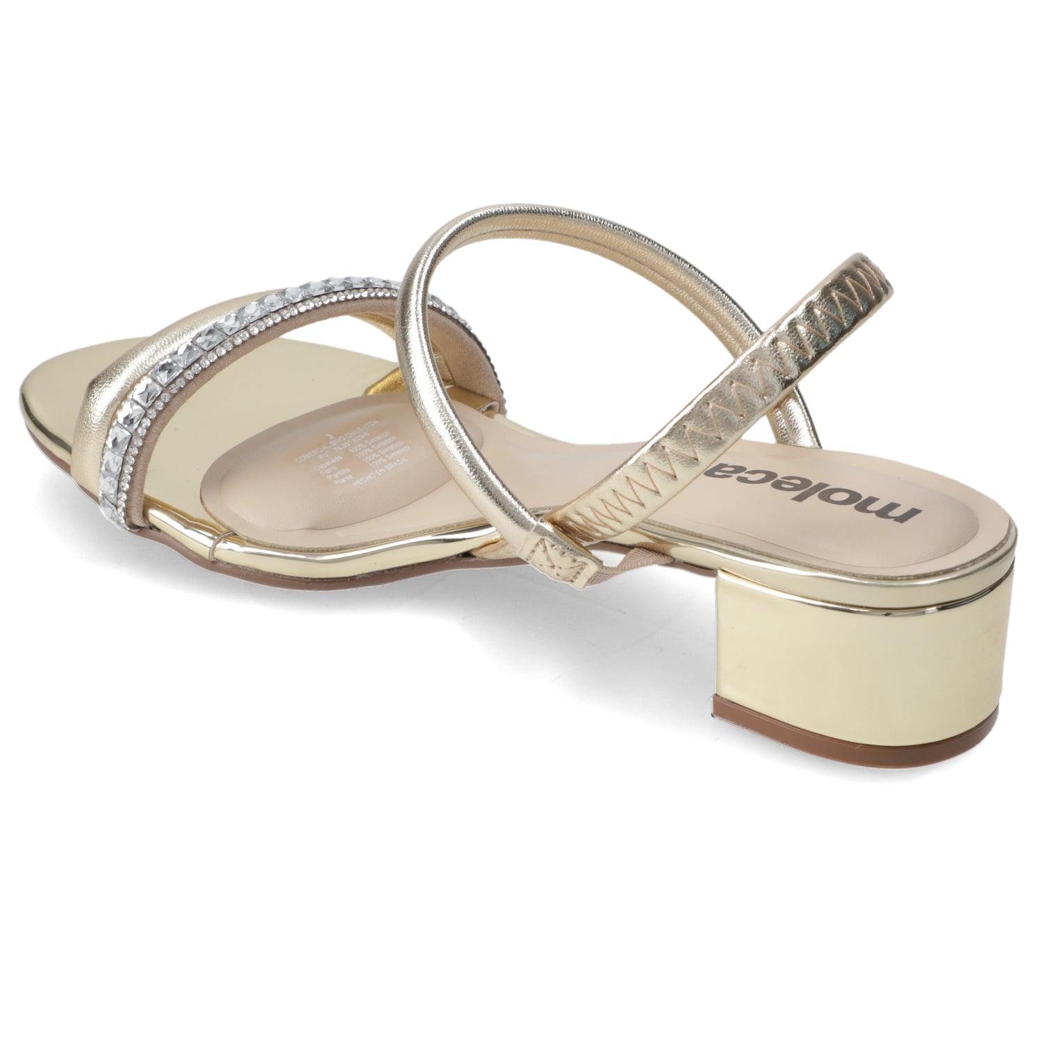 Sandalia Taco Ancho Bajo Dorado Moleca