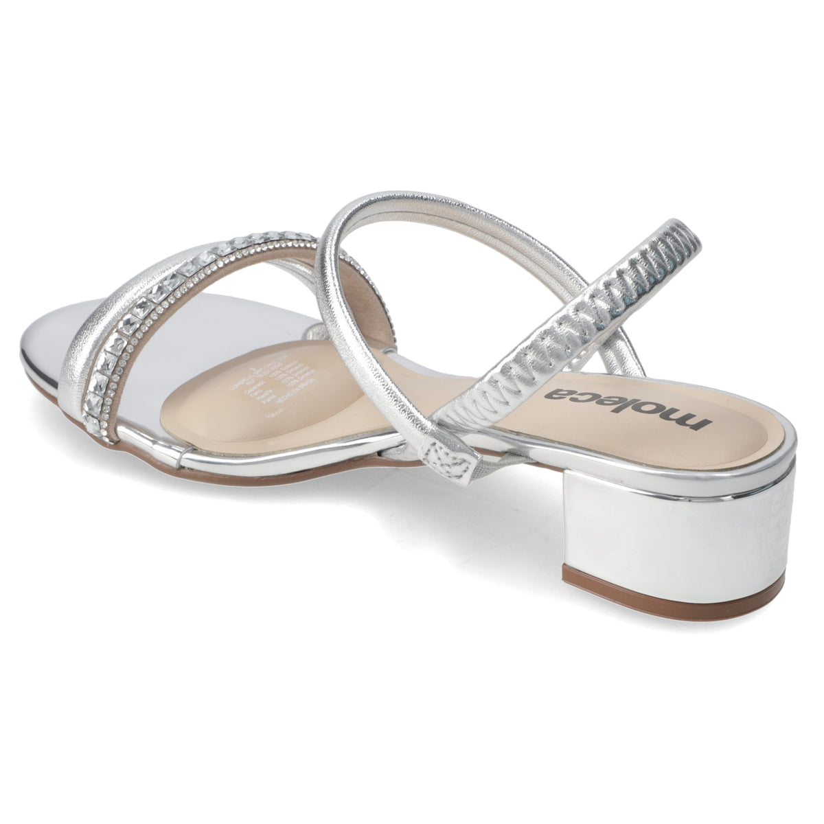 Sandalia Taco Ancho Bajo Plateado Moleca