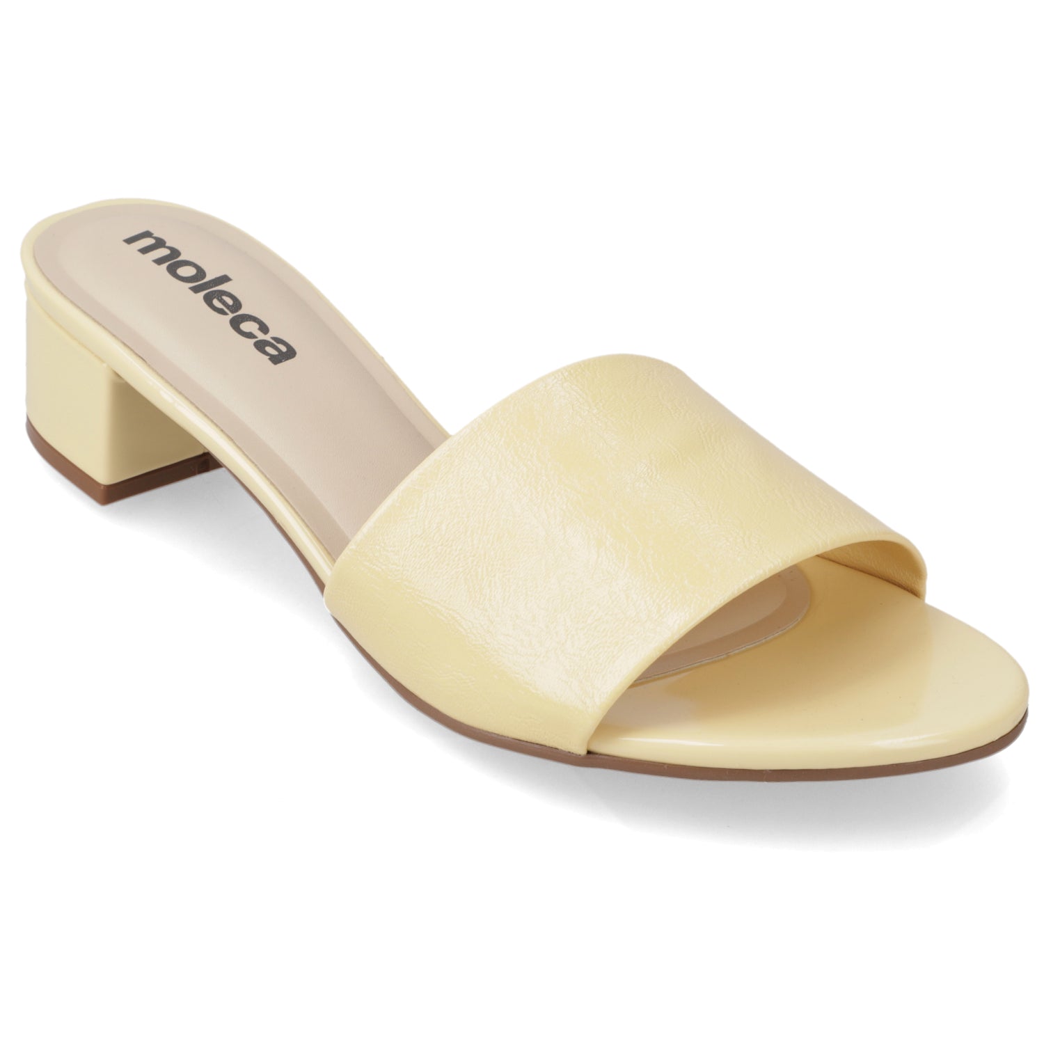 Sandalia Taco Ancho Bajo Amarillo Moleca 35 / Amarillo