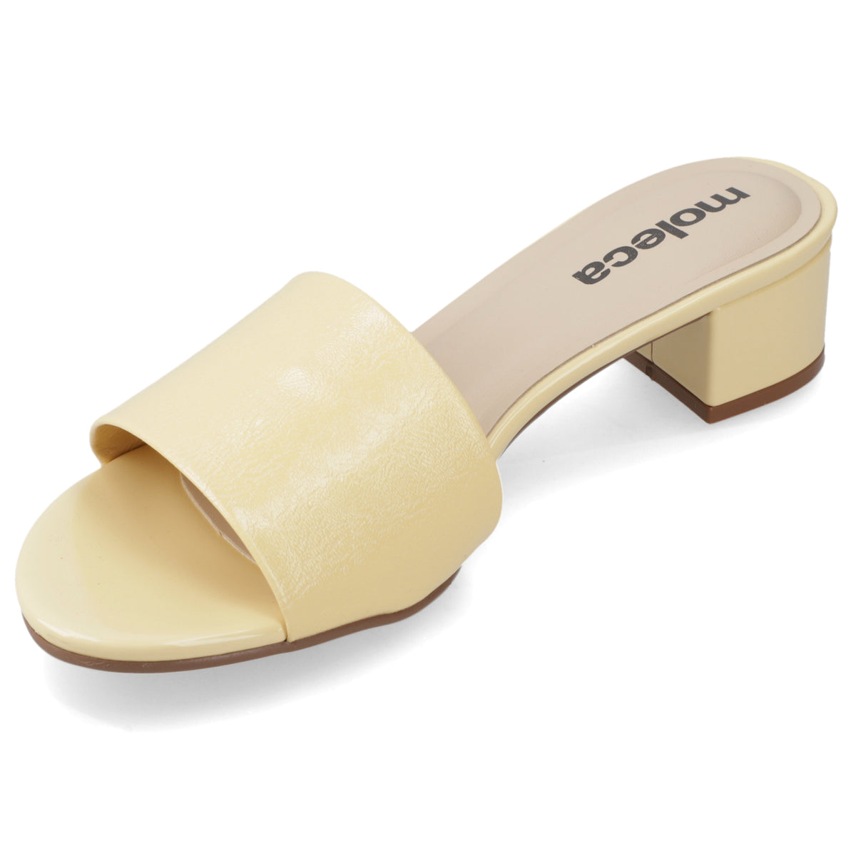 Sandalia Taco Ancho Bajo Amarillo Moleca 35 / Amarillo