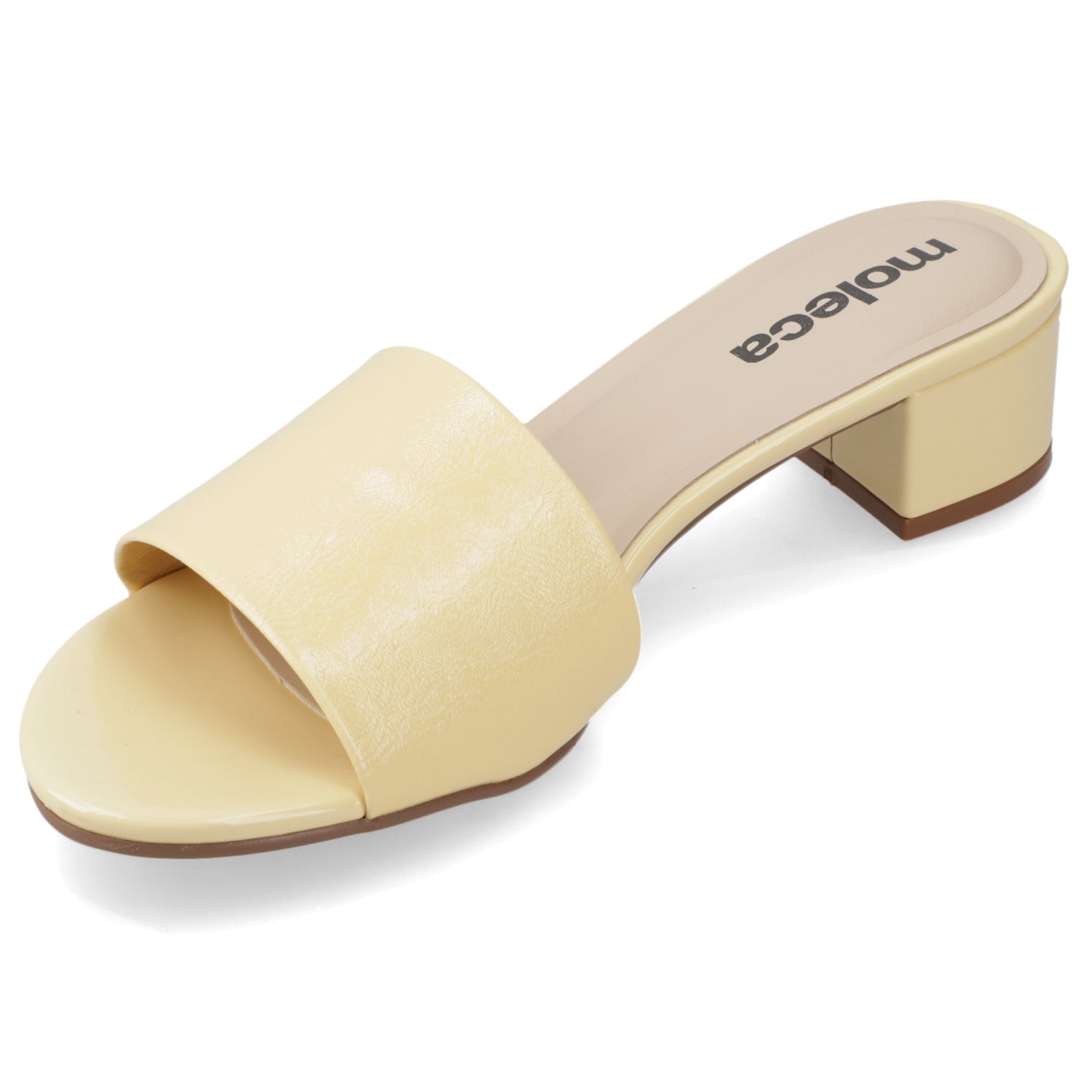 Sandalia Taco Ancho Bajo Amarillo Moleca 35 / Amarillo