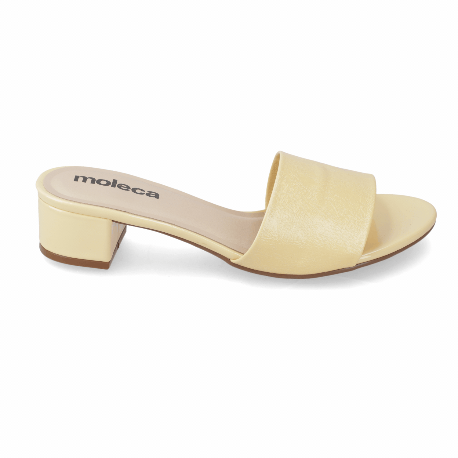 Sandalia Taco Ancho Bajo Amarillo Moleca 35 / Amarillo