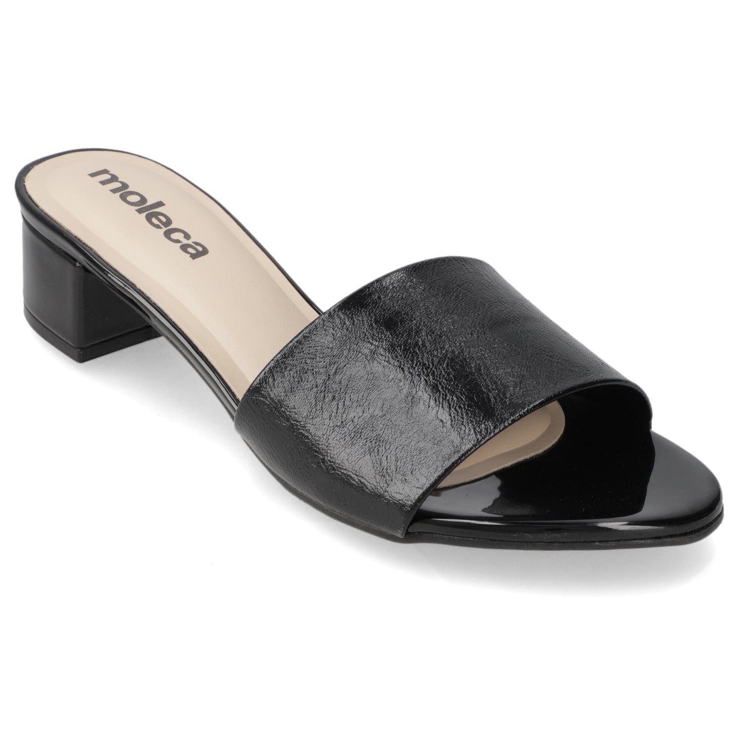 Sandalia Taco Ancho Bajo Negro Moleca 35 / Negro