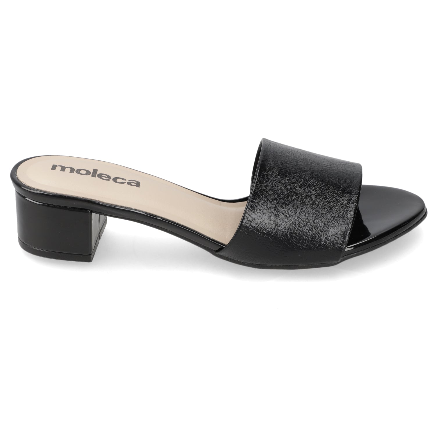 Sandalia Taco Ancho Bajo Negro Moleca 35 / Negro