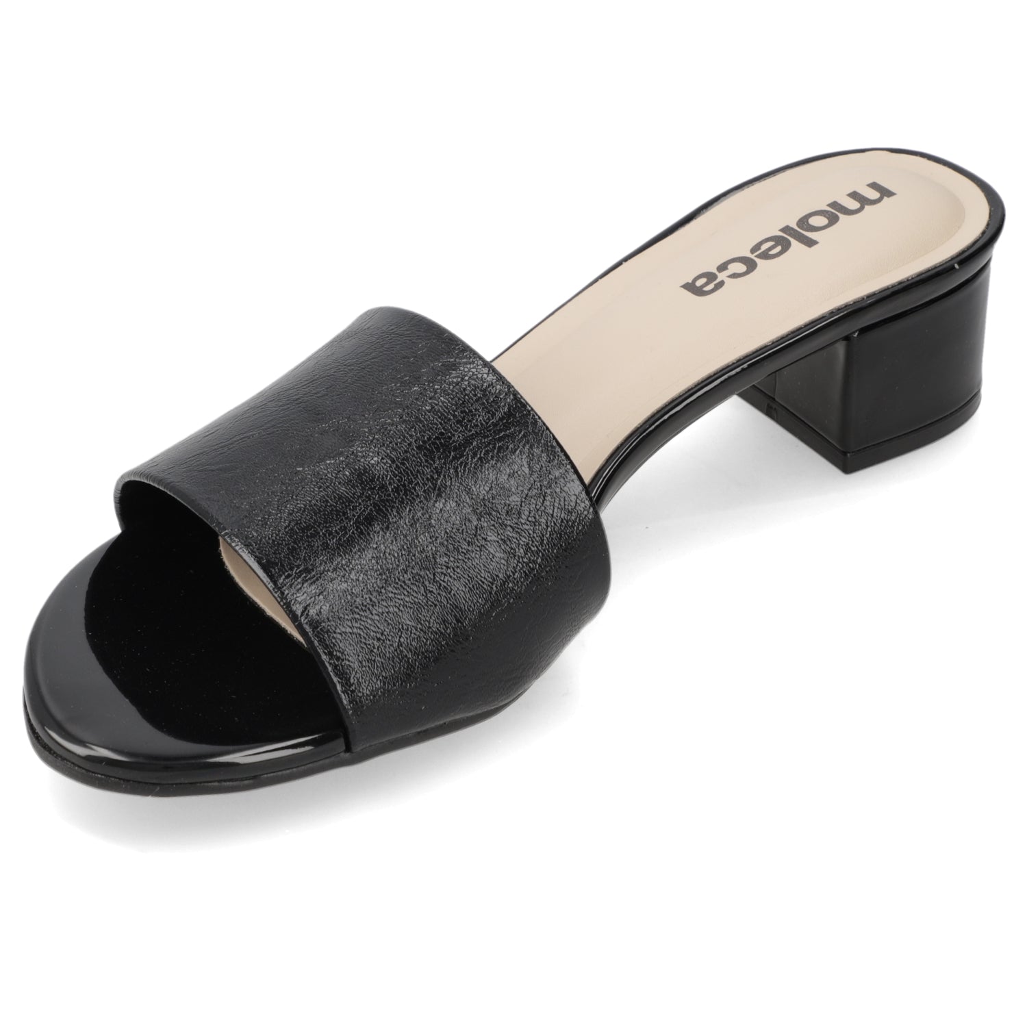 Sandalia Taco Ancho Bajo Negro Moleca 35 / Negro