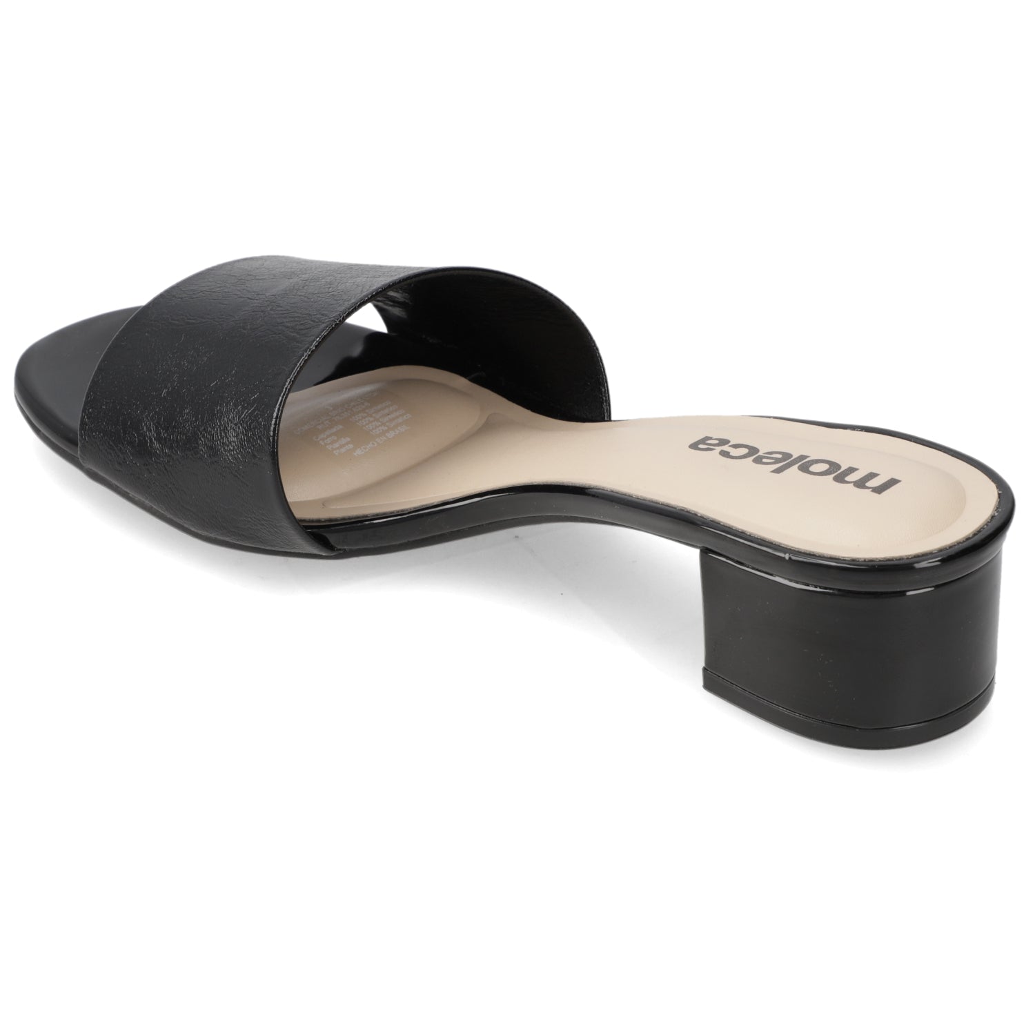 Sandalia Taco Ancho Bajo Negro Moleca 35 / Negro