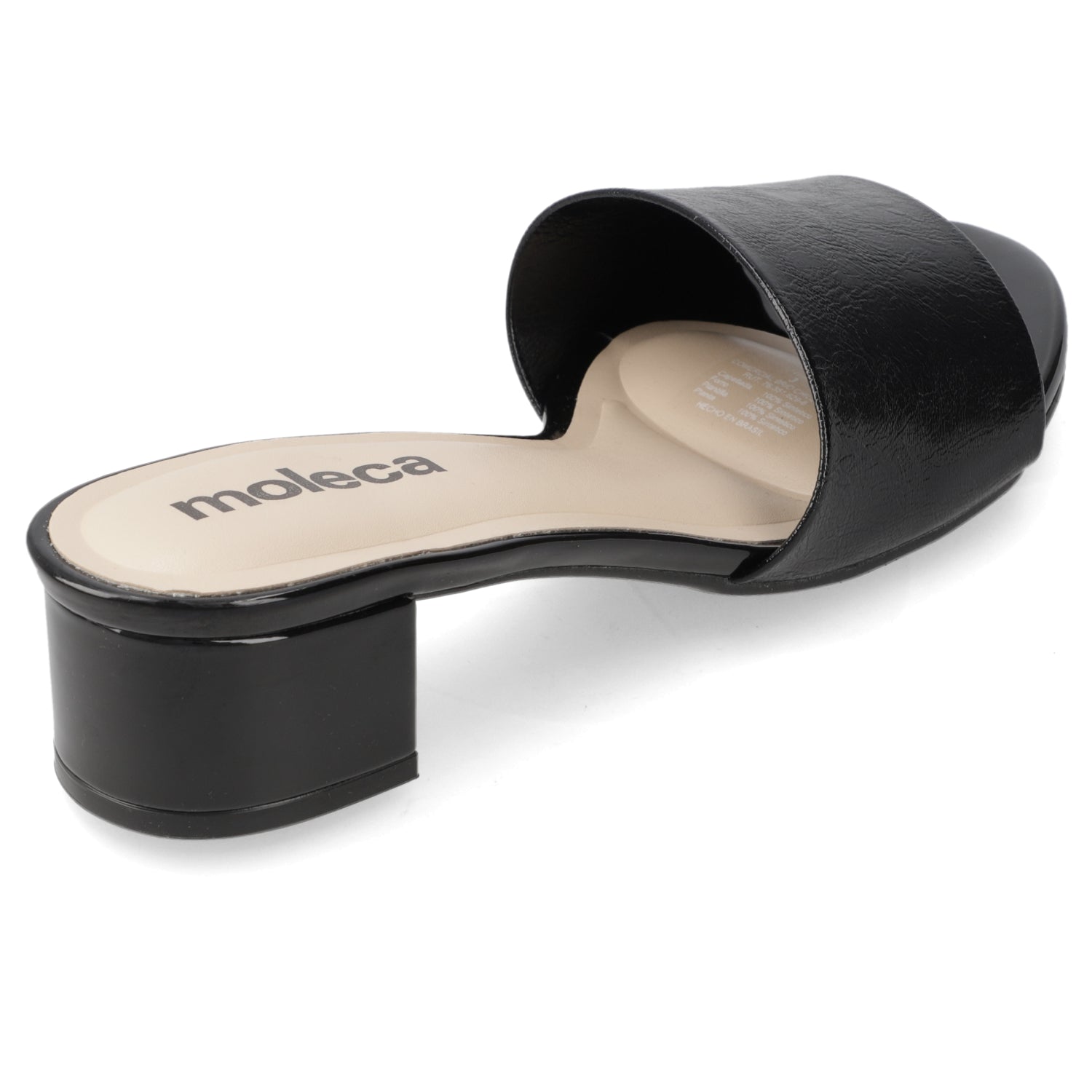 Sandalia Taco Ancho Bajo Negro Moleca 35 / Negro