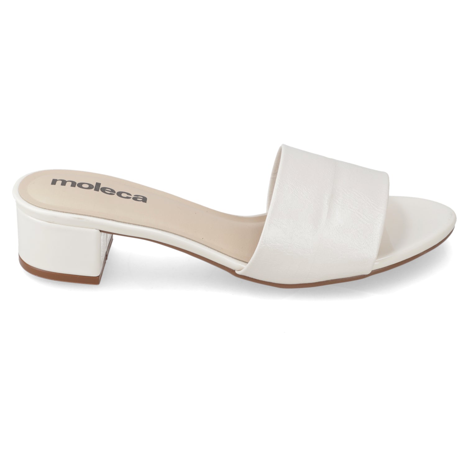 Sandalia Taco Ancho Bajo Blanco OFF Moleca 35 / Blanco OFF