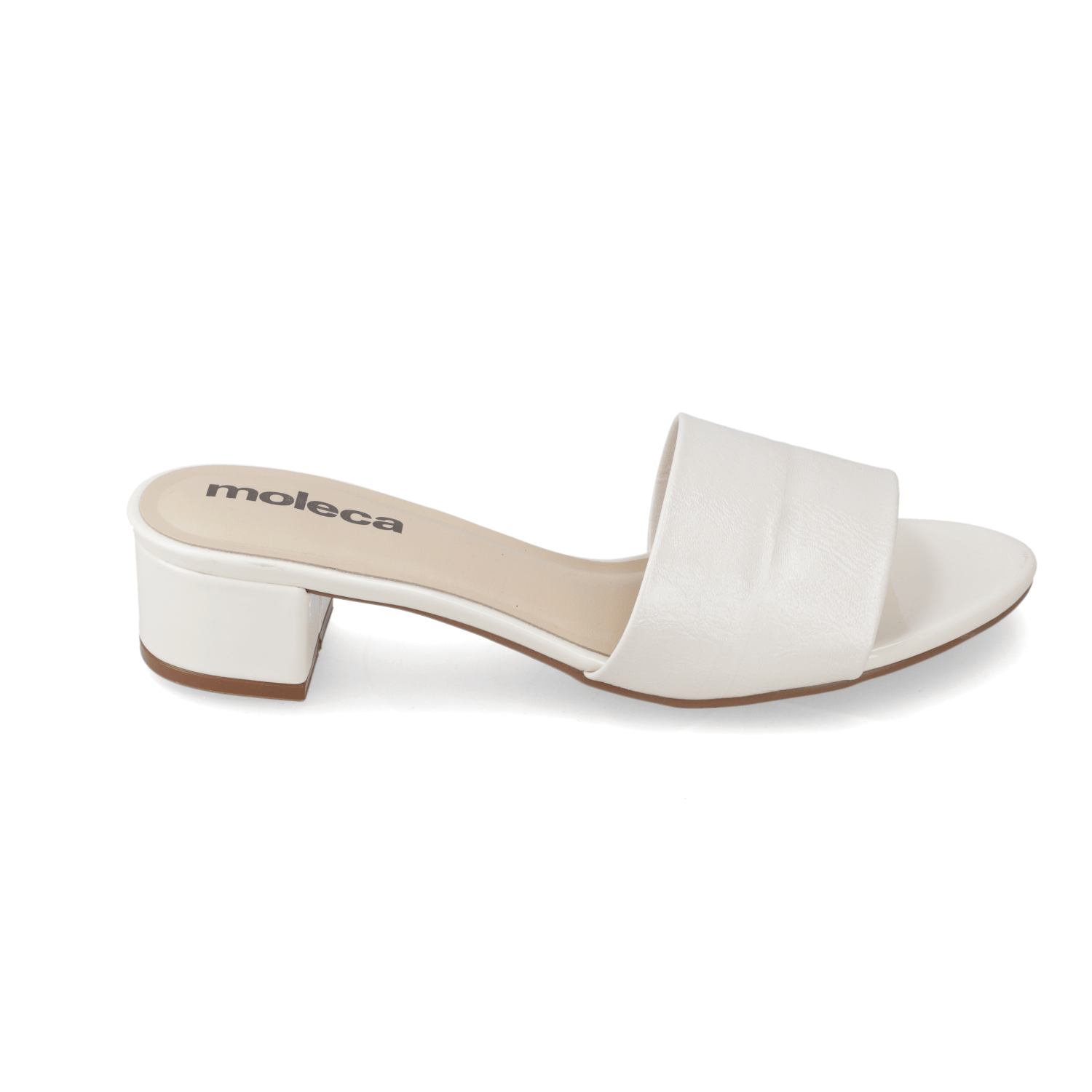 Sandalia Taco Ancho Bajo Blanco OFF Moleca 35 / Blanco OFF