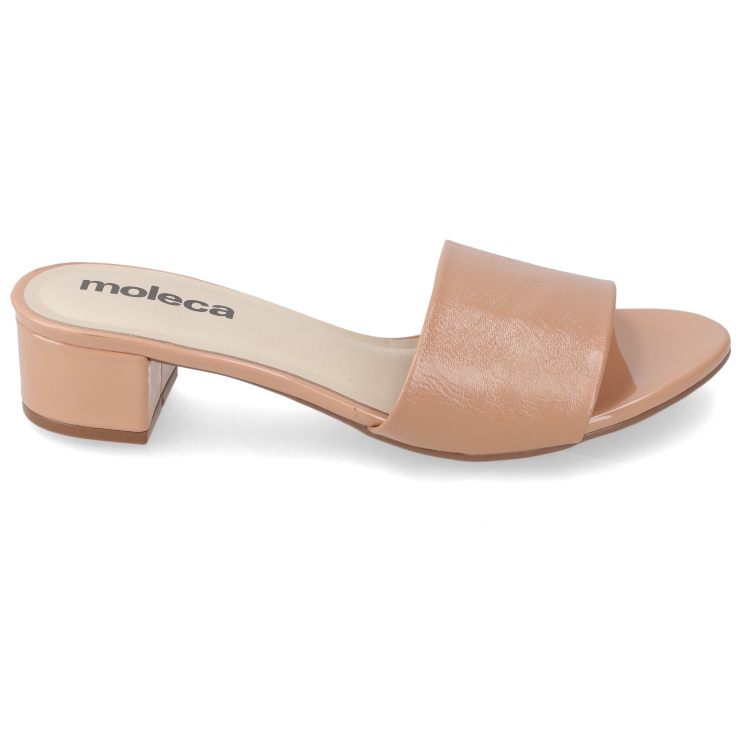 Sandalia Taco Ancho Bajo Nude Moleca 35 / Nude