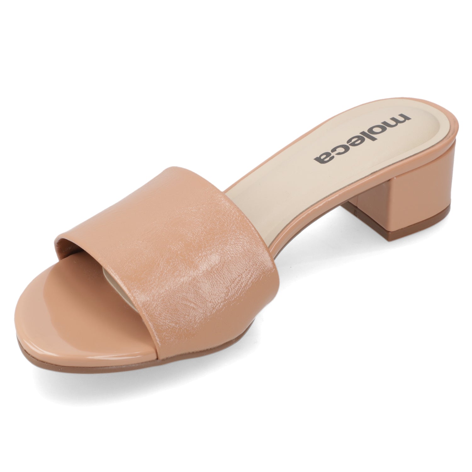 Sandalia Taco Ancho Bajo Nude Moleca 35 / Nude