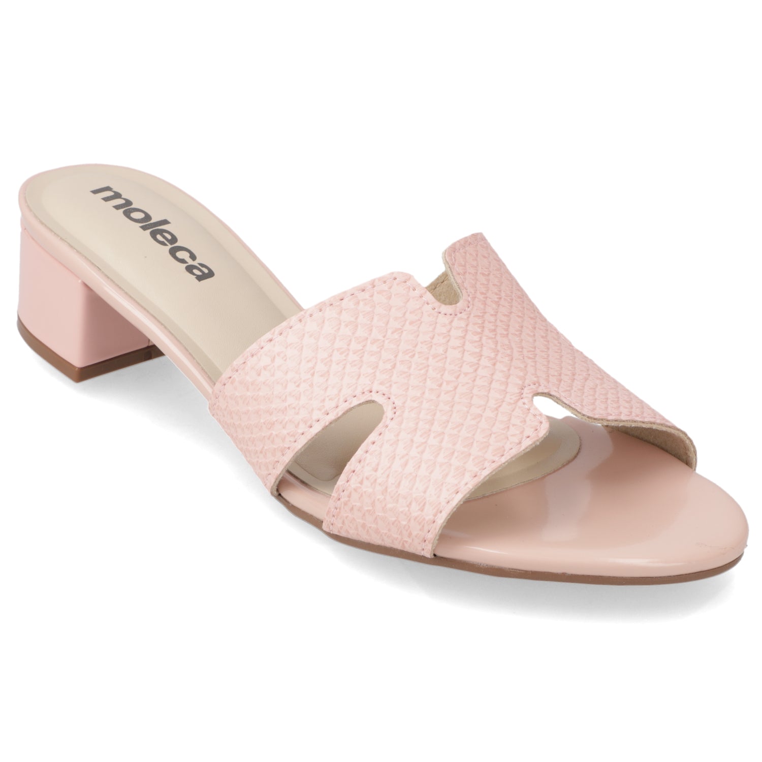 Sandalia Taco Ancho Bajo Rosado Moleca 35 / Rosado