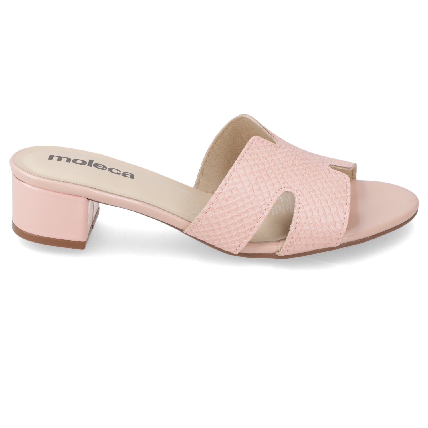 Sandalia Taco Ancho Bajo Rosado Moleca 35 / Rosado