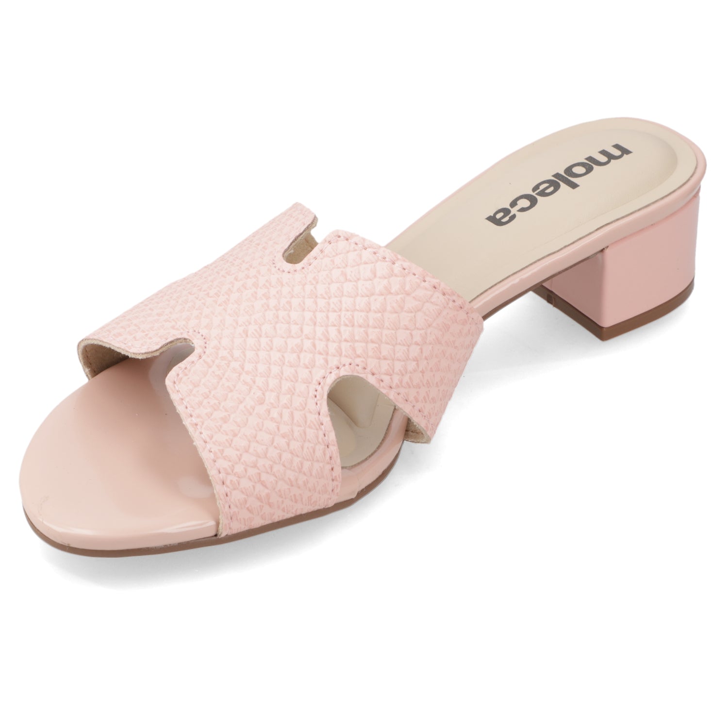 Sandalia Taco Ancho Bajo Rosado Moleca 35 / Rosado