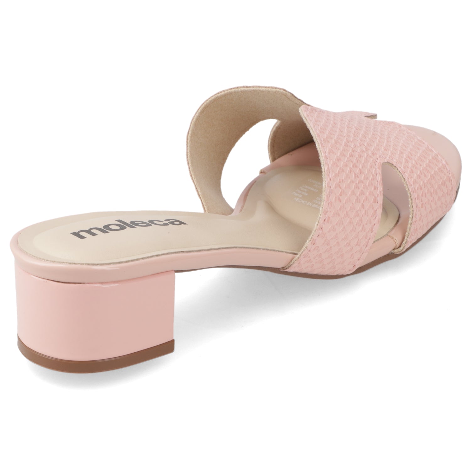Sandalia Taco Ancho Bajo Rosado Moleca 35 / Rosado