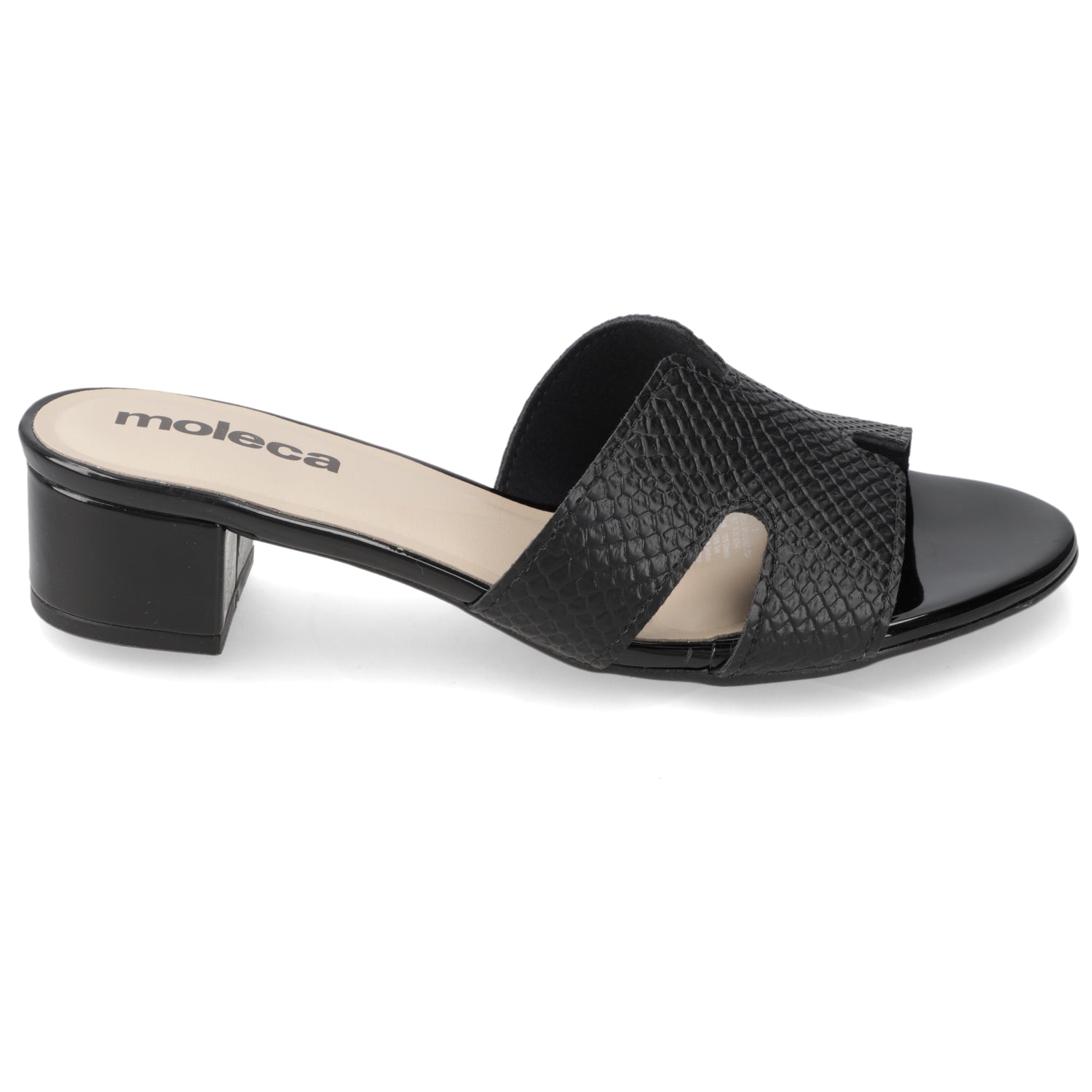 Sandalia Taco Ancho Bajo Negro Moleca 35 / Negro