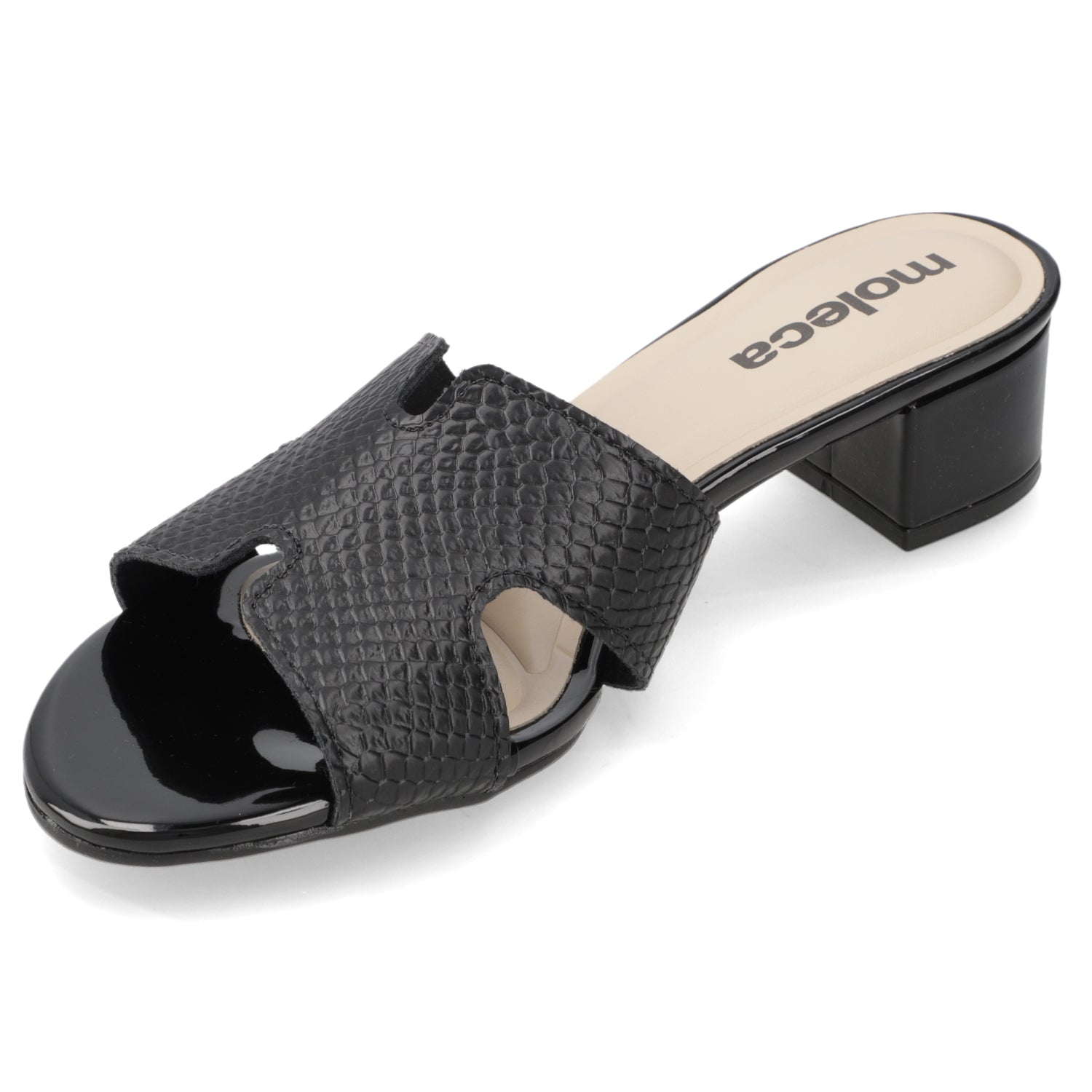 Sandalia Taco Ancho Bajo Negro Moleca 35 / Negro