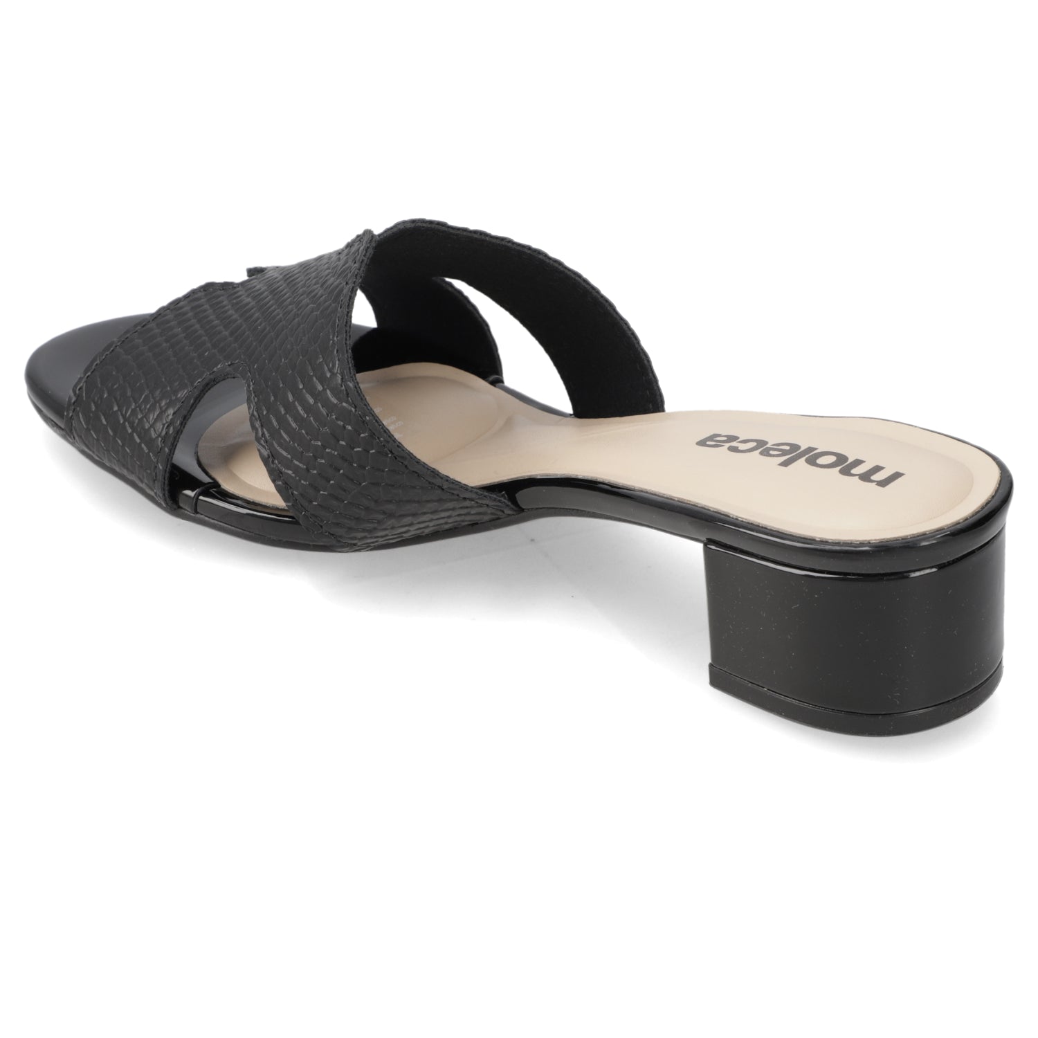 Sandalia Taco Ancho Bajo Negro Moleca 35 / Negro