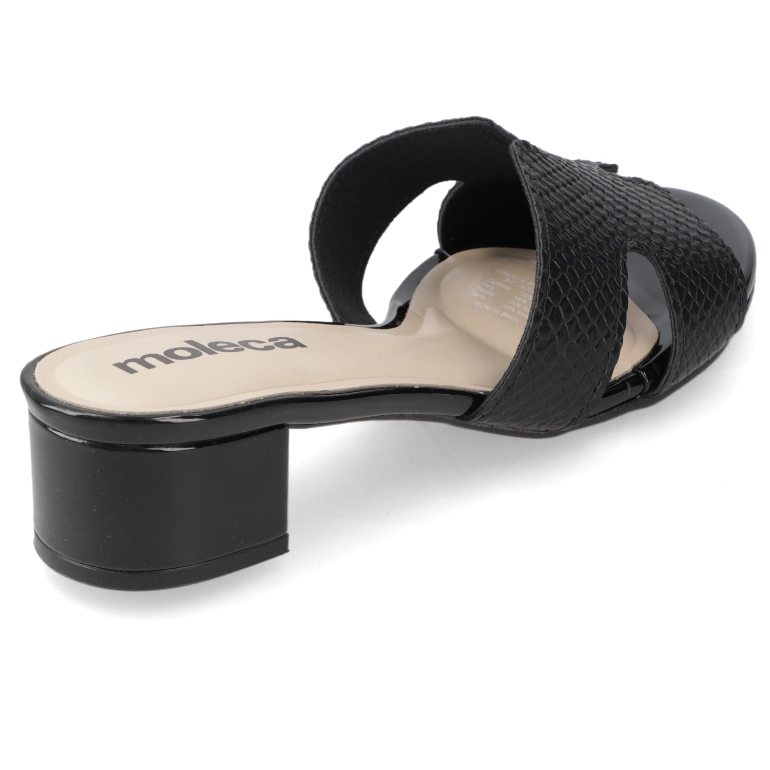 Sandalia Taco Ancho Bajo Negro Moleca 35 / Negro