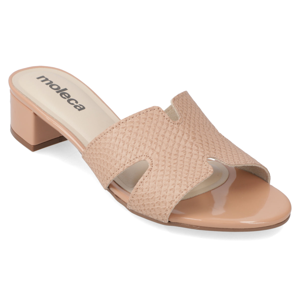 Sandalia Taco Ancho Bajo Nude Moleca 35 / Nude