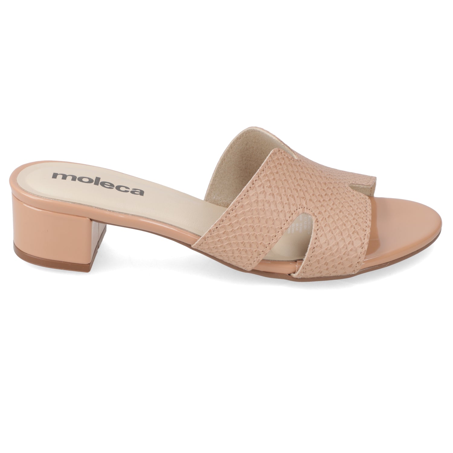 Sandalia Taco Ancho Bajo Nude Moleca 35 / Nude