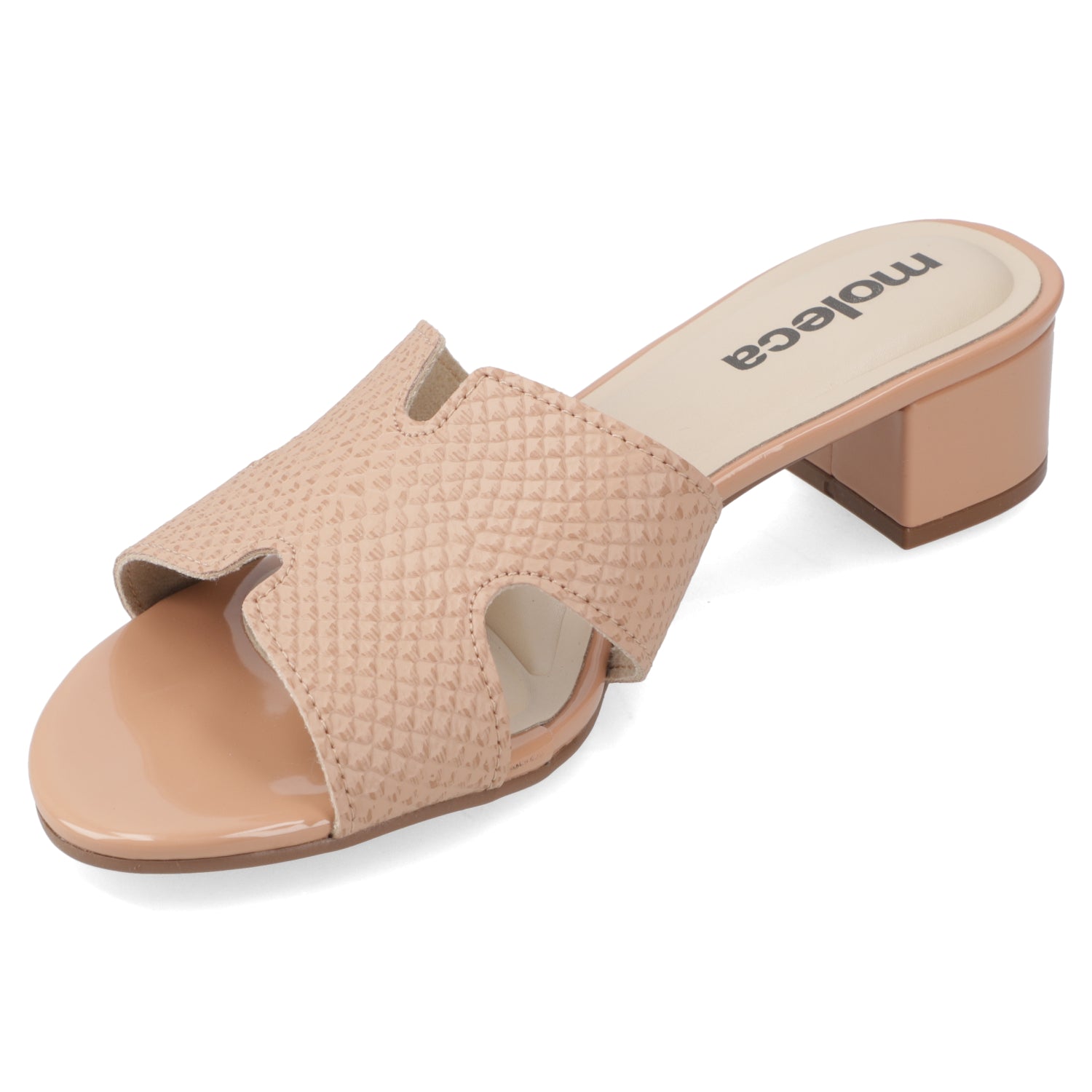 Sandalia Taco Ancho Bajo Nude Moleca 35 / Nude