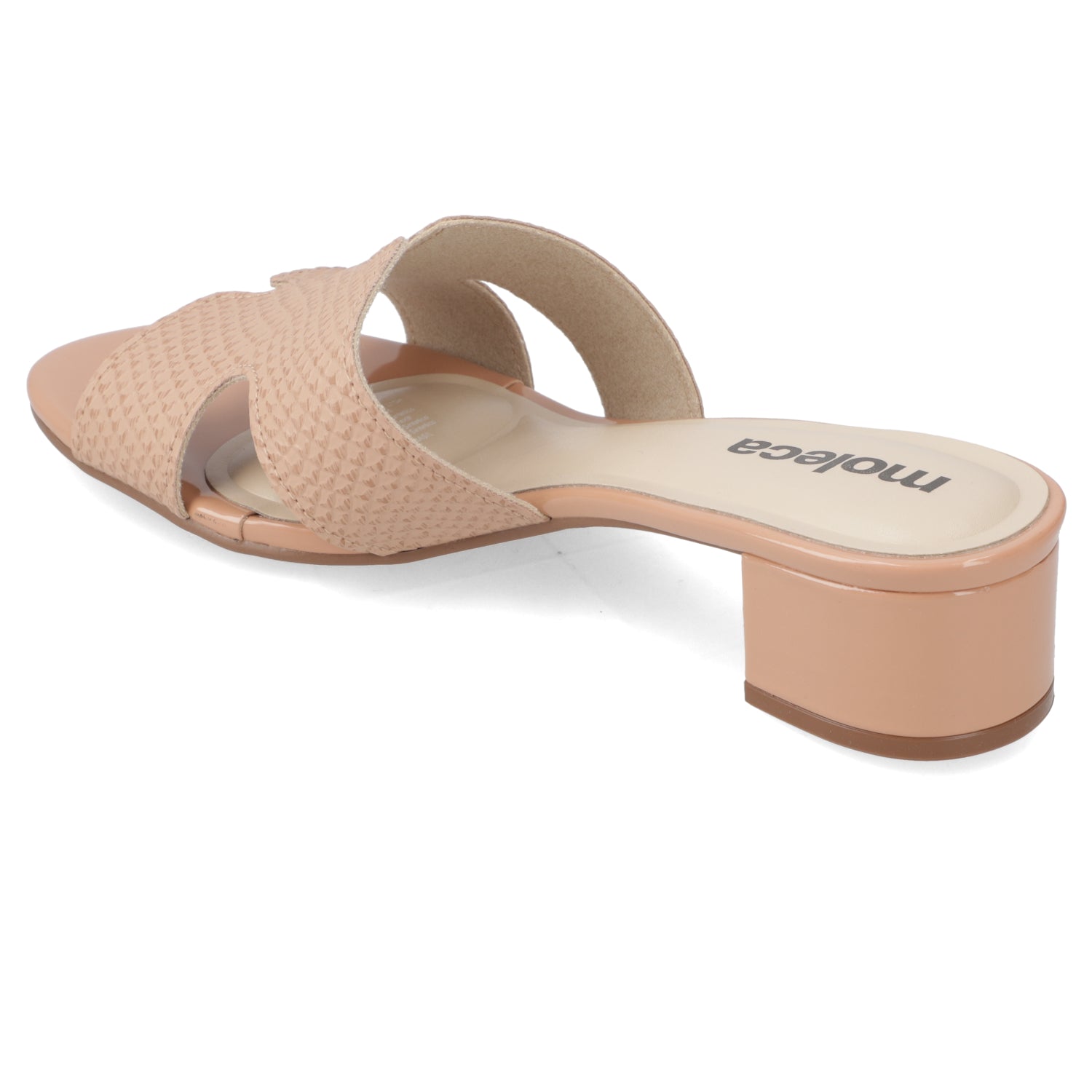 Sandalia Taco Ancho Bajo Nude Moleca 35 / Nude