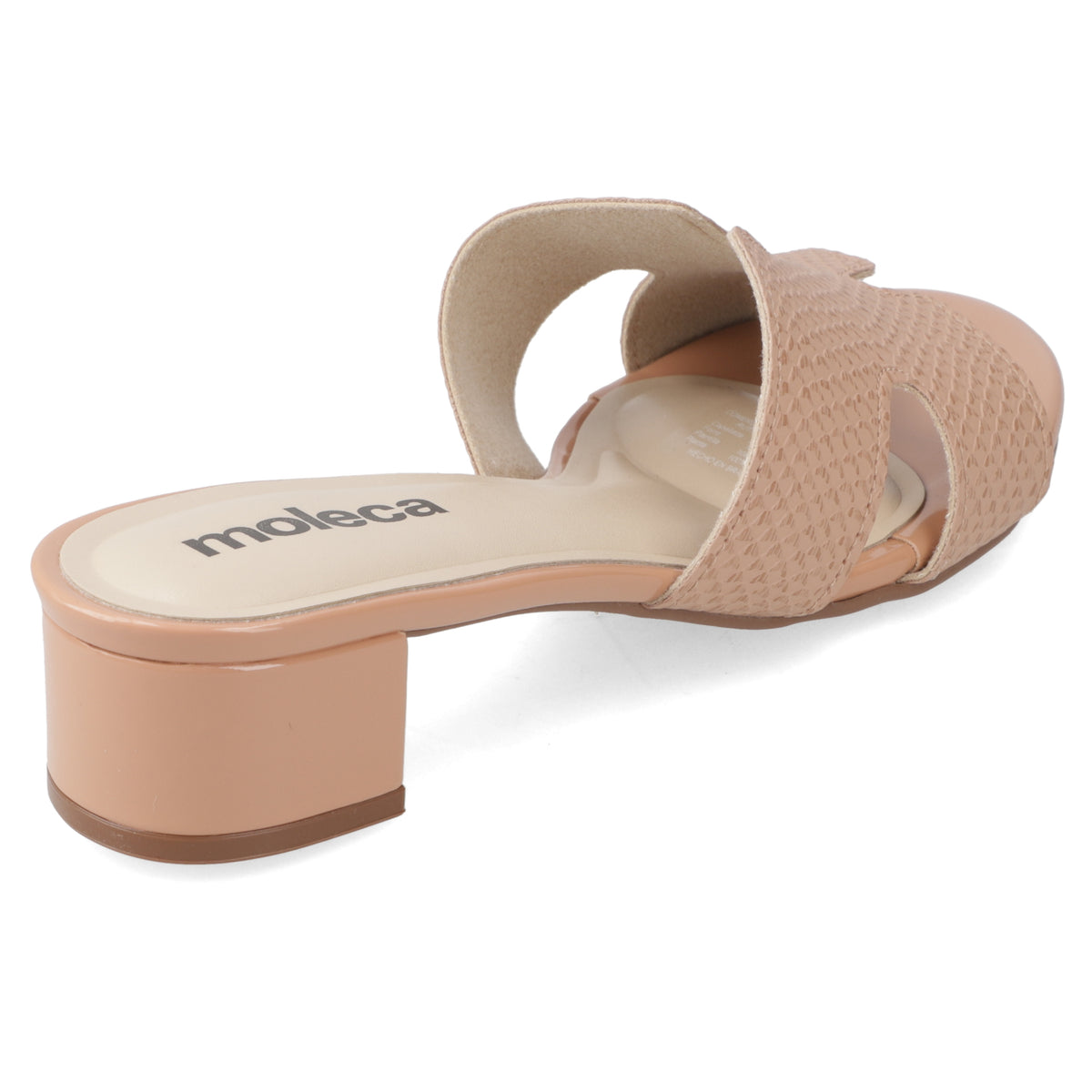 Sandalia Taco Ancho Bajo Nude Moleca 35 / Nude