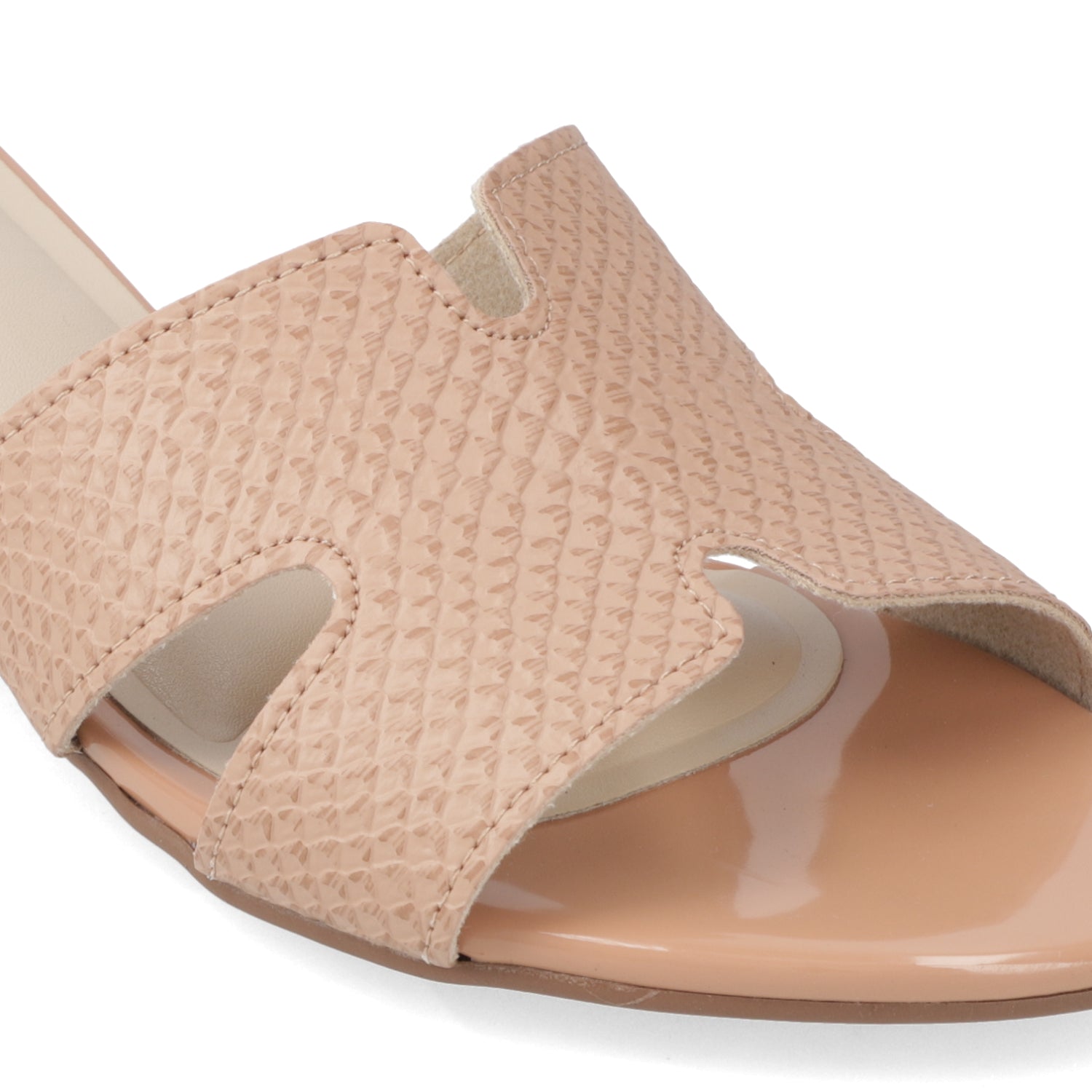 Sandalia Taco Ancho Bajo Nude Moleca 35 / Nude