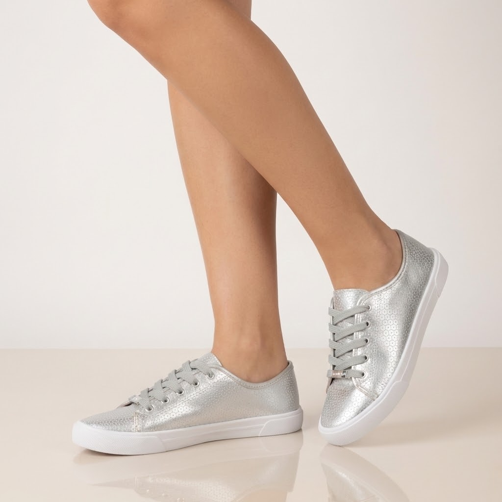 Zapatilla Casual Plateado Moleca