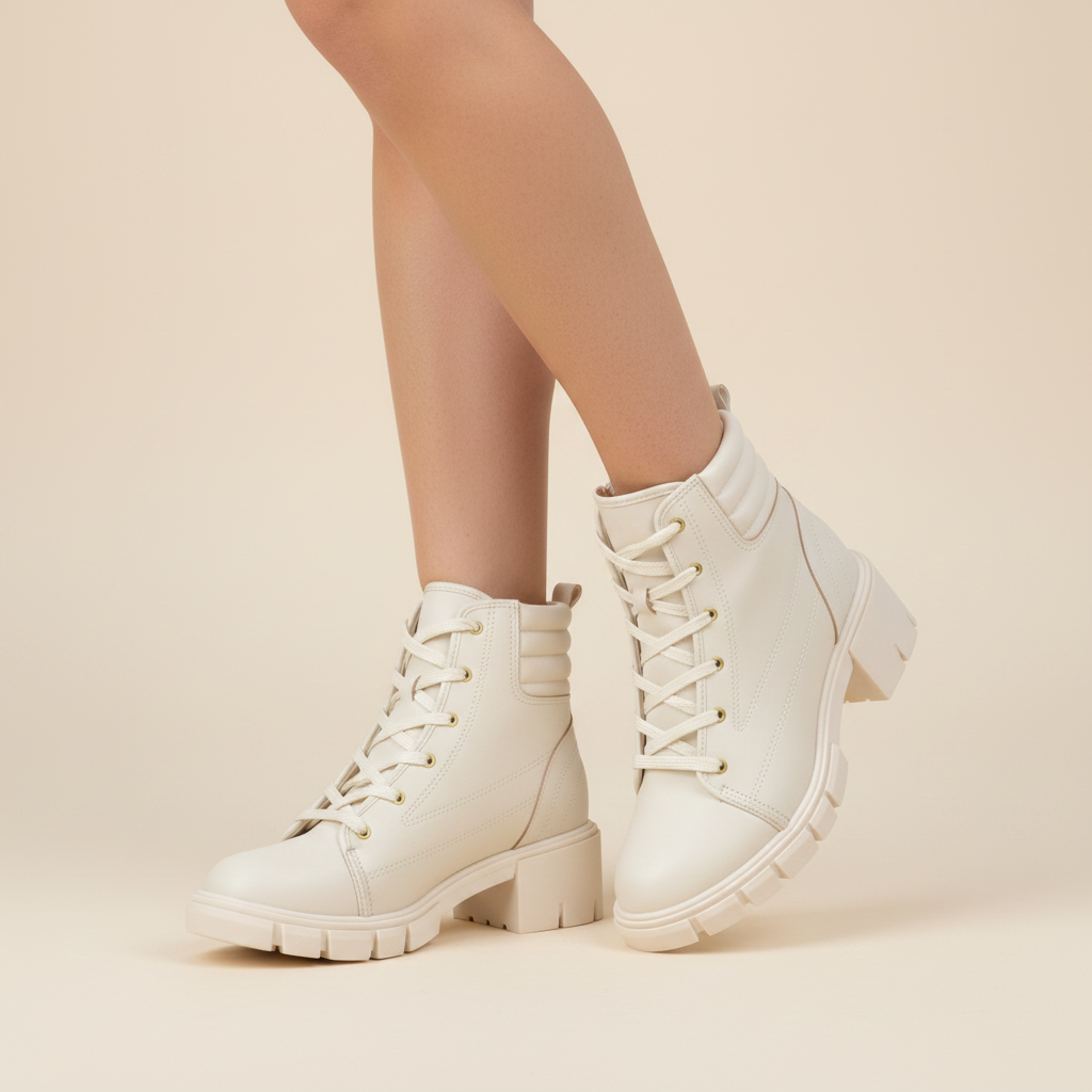 Bota Taco Ancho 5 cm Blanco Moleca 35 / Blanco