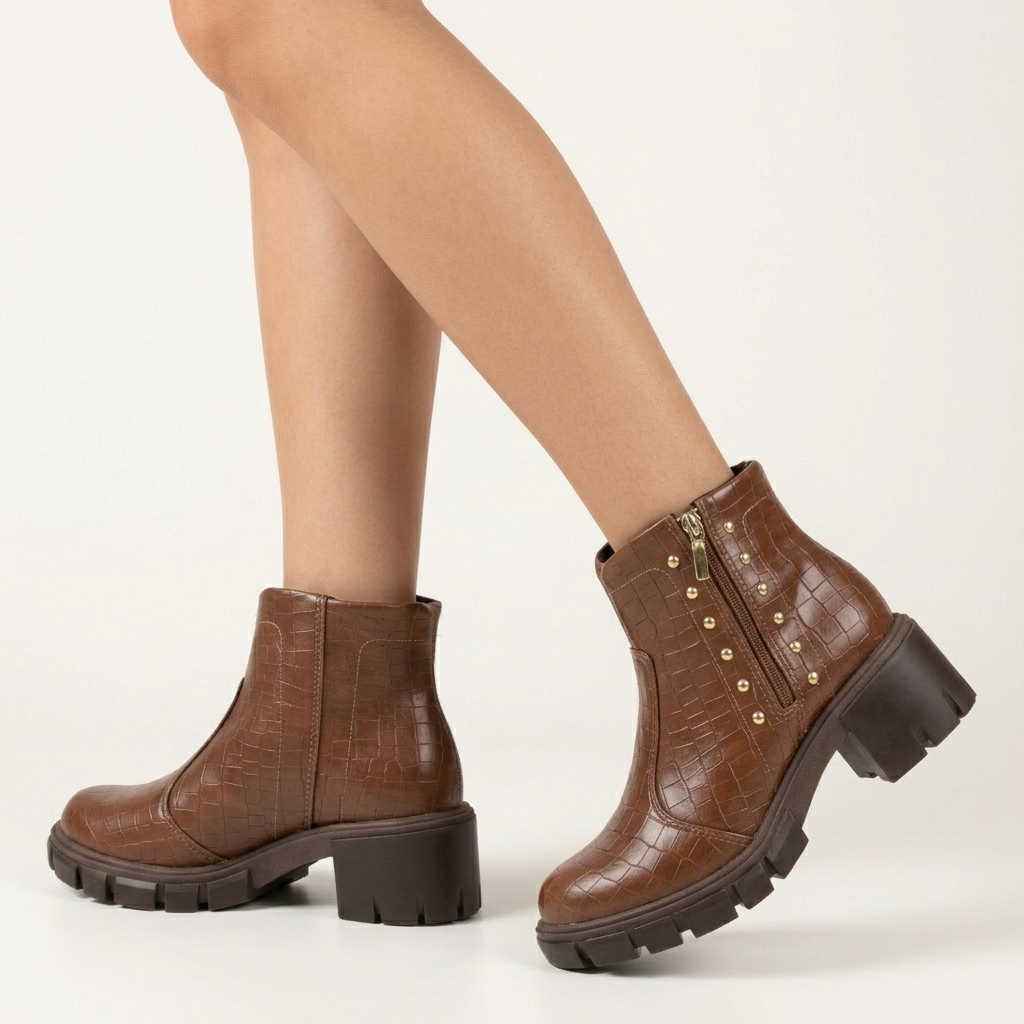 Botín Moleca Croco Marron
